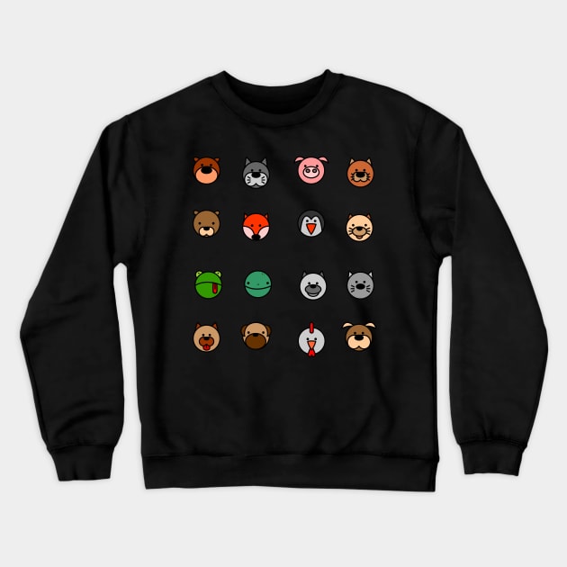 Animal Faces Pet Heads Circle Pack Crewneck Sweatshirt by W.Pyzel